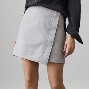 Reiss Grey Leather Suede Cammie Skirt US4/UK8/EU36